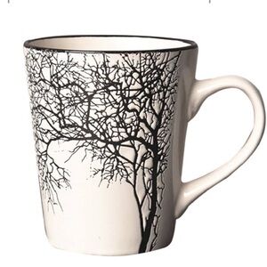 Ceramic Coffee Mug Black and White Tree Design